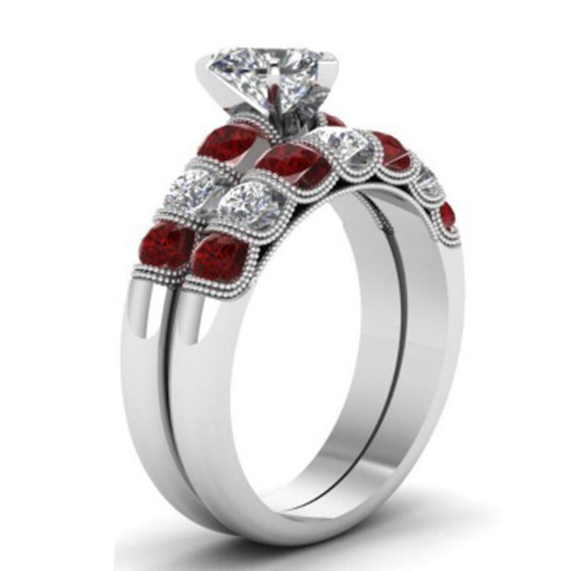 Romantic Heart-Shaped Diamond Ring Set