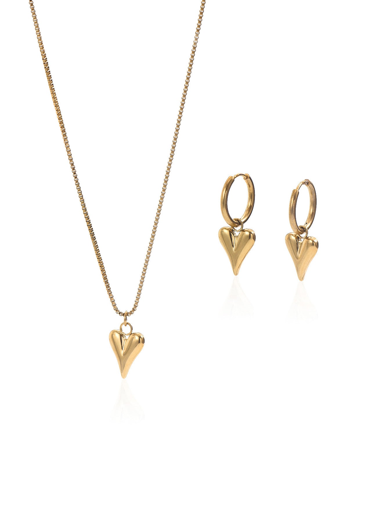 Lxalry 18K Gold Plated Heart Jewelry Set