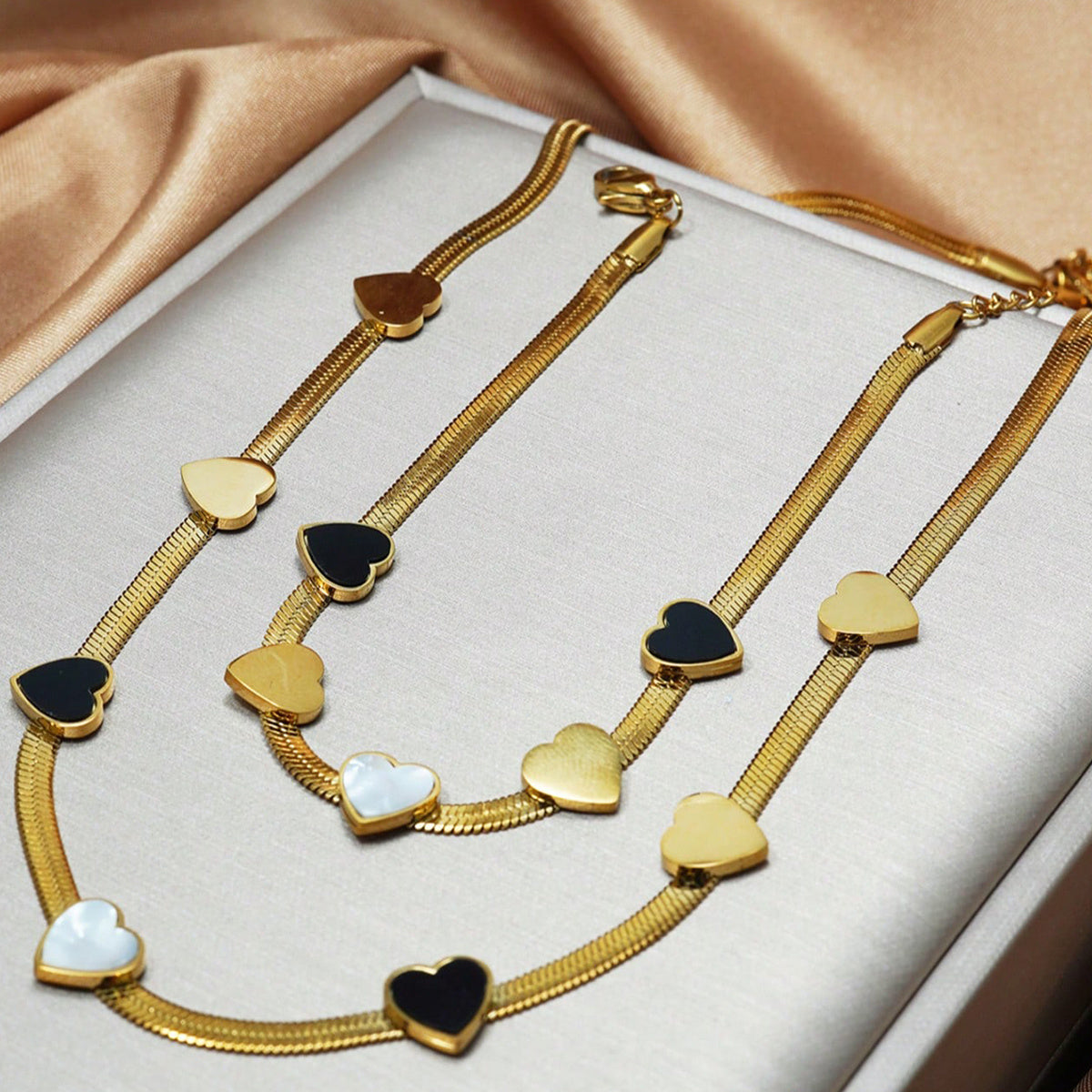 Lxalry 18K Gold Plated Heart Jewelry Set