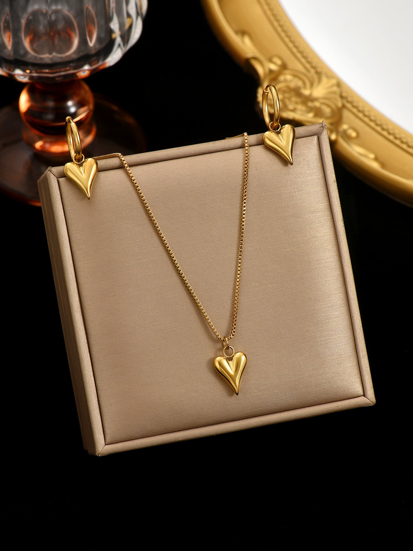 Lxalry 18K Gold Plated Heart Jewelry Set