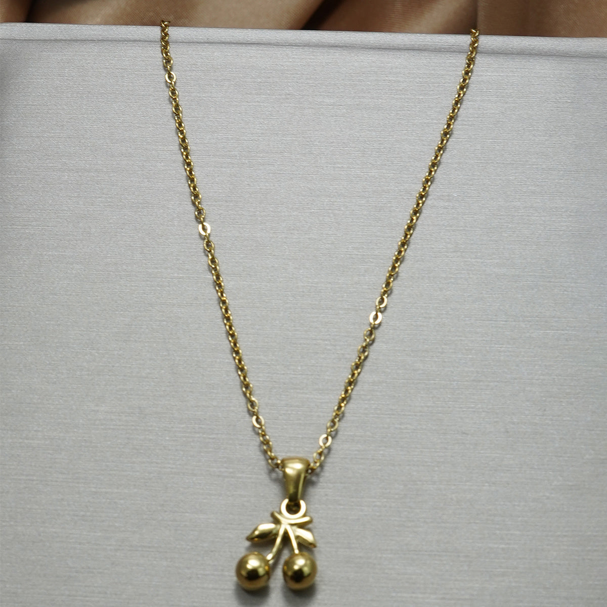 Lxalry 18K Gold Plated Cherry Mirror Jewelry Set