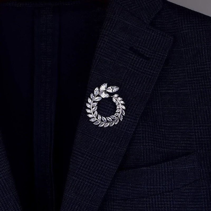 Elegant Wheat Ear Brooch – Crystal Suit Pin for Women & Men