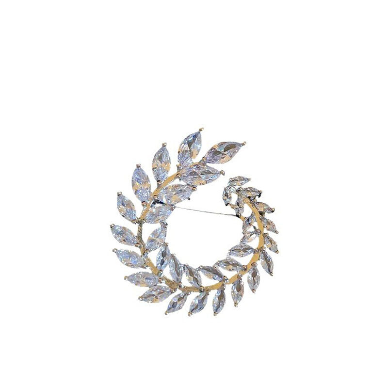 Elegant Wheat Ear Brooch – Crystal Suit Pin for Women & Men