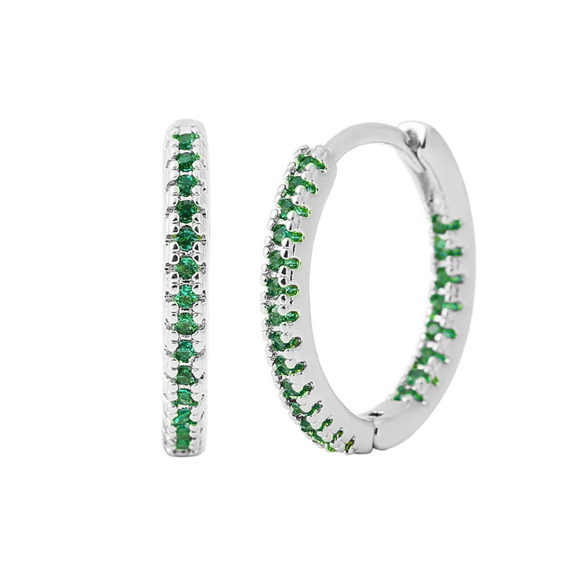 Geometric Circle Ear Clips – Multicolor Zircon Earrings